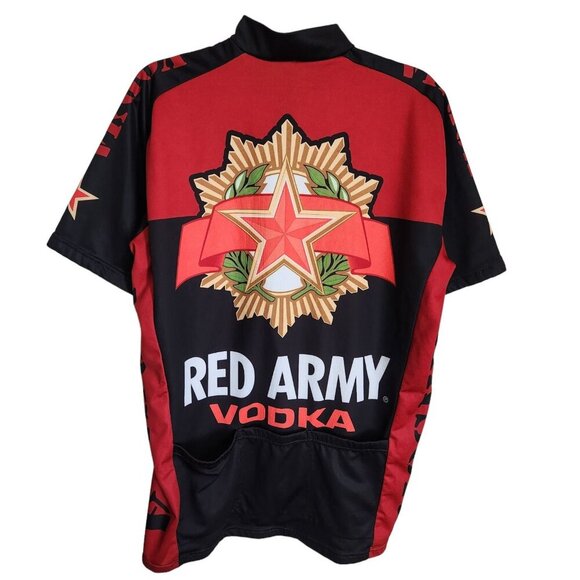 World Jerseys Red‎ Army Vodka Cycling Jersey Size M Short Sleeves Flaw - Picture 2 of 9